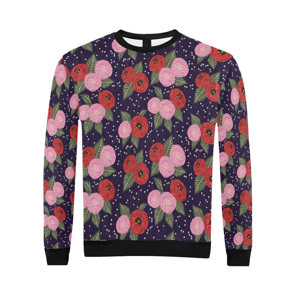 Camellia Pattern Print Design CM02 Men Long Sleeve Sweatshirt