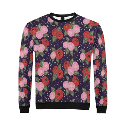 Camellia Pattern Print Design CM02 Men Long Sleeve Sweatshirt