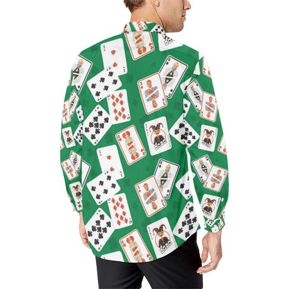 Poker Cards Pattern Print Design A03 Men's Long Sleeve Shirt