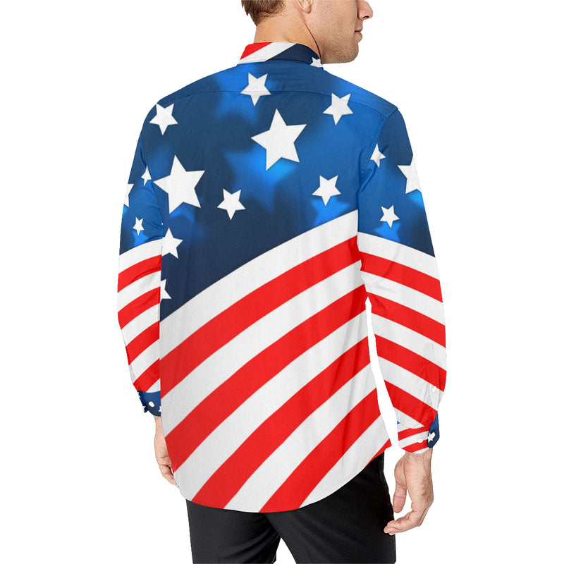 American flag Print Men's Long Sleeve Shirt