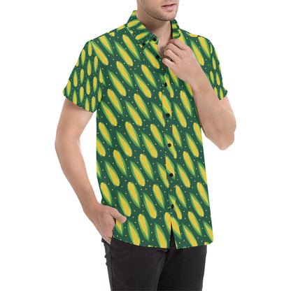 Corn Pattern Print Design 03 Men's Short Sleeve Button Up Shirt