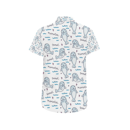 Manatee Baby Pattern Print Design 03 Men's Short Sleeve Button Up Shirt