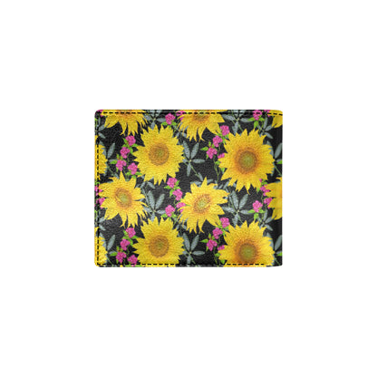 Sunflower Pattern Print Design SF014 Men's ID Card Wallet