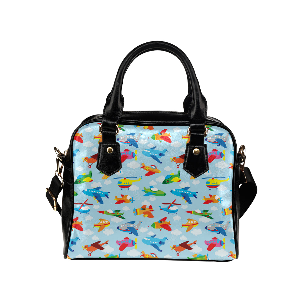 Airplane Colorful Pattern Print Design 01 Shoulder Handbag