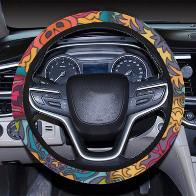 Mandala Style Design Print Steering Wheel Cover with Elastic Edge