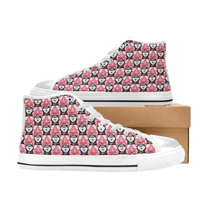 Siberian Huskies Christmas Themed Print Design LKS302 High Top Women's White Shoes