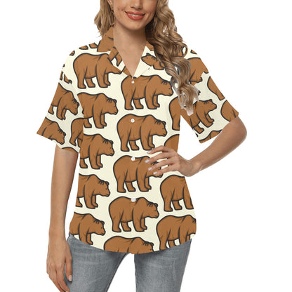 Bear Pattern Print Design BE05 Women's Hawaiian Shirt
