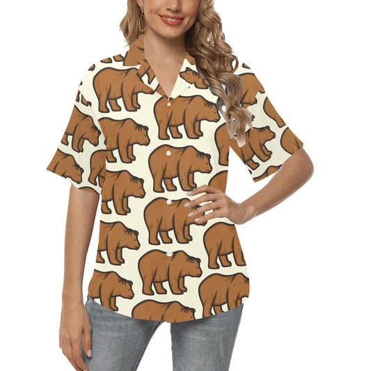 Bear Pattern Print Design BE05 Women's Hawaiian Shirt