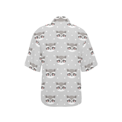 Raccoon Pattern Print Design A04 Women's Hawaiian Shirt