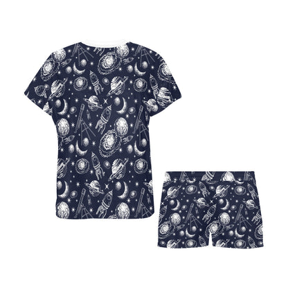 Space Rocket Print Design LKS301 Women's Short Pajama Set