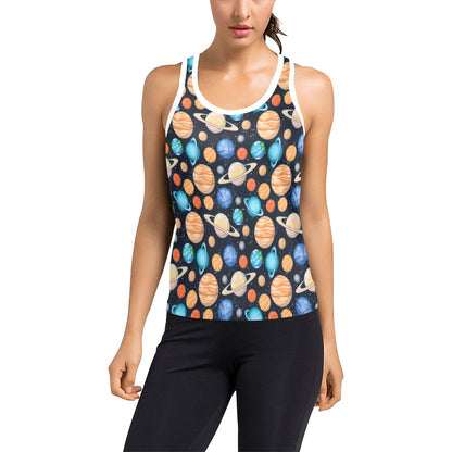 Planet Colorful Print Design LKS301 Women's Racerback Tank Top