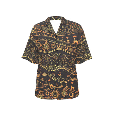 Gold African Design Women's Hawaiian Shirt