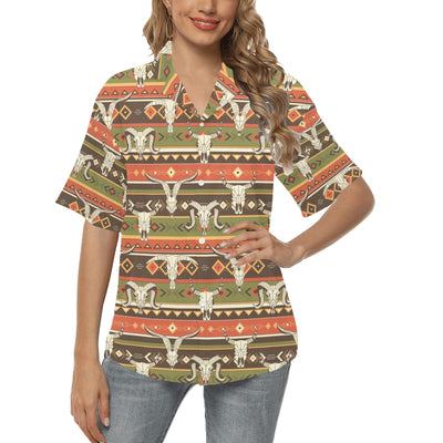 American indian Skull Animal Women's Hawaiian Shirt