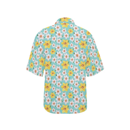 Daffodils Pattern Print Design 02 Women's Hawaiian Shirt