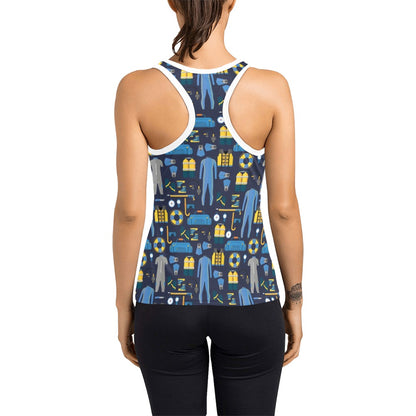 Scuba Equipment Print Design LKS305 Women's Racerback Tank Top