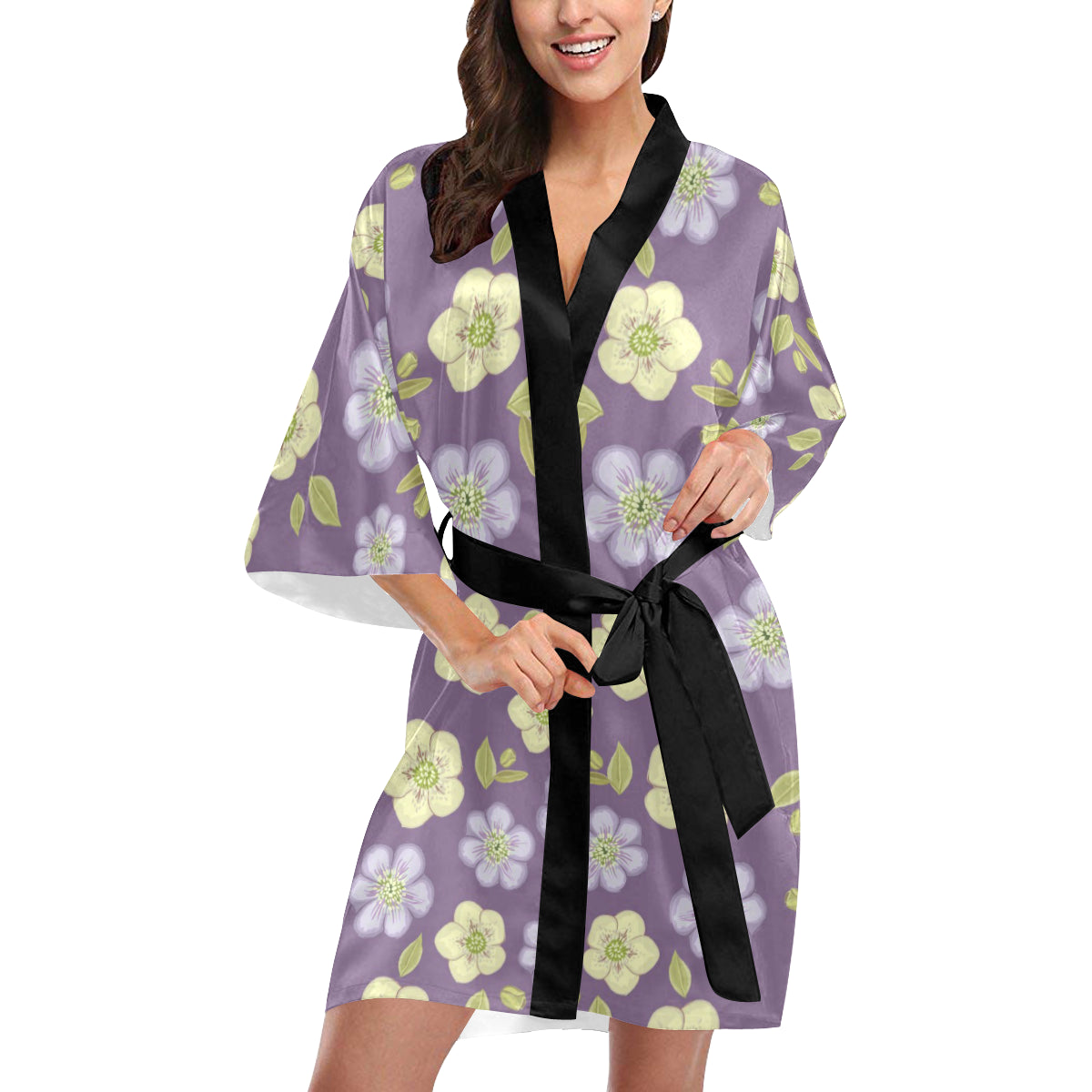 Anemone Pattern Print Design AM013 Women's Short Kimono