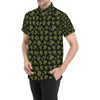 Green Tribal Turtle Polynesian Themed Men's Short Sleeve Button Up Shirt