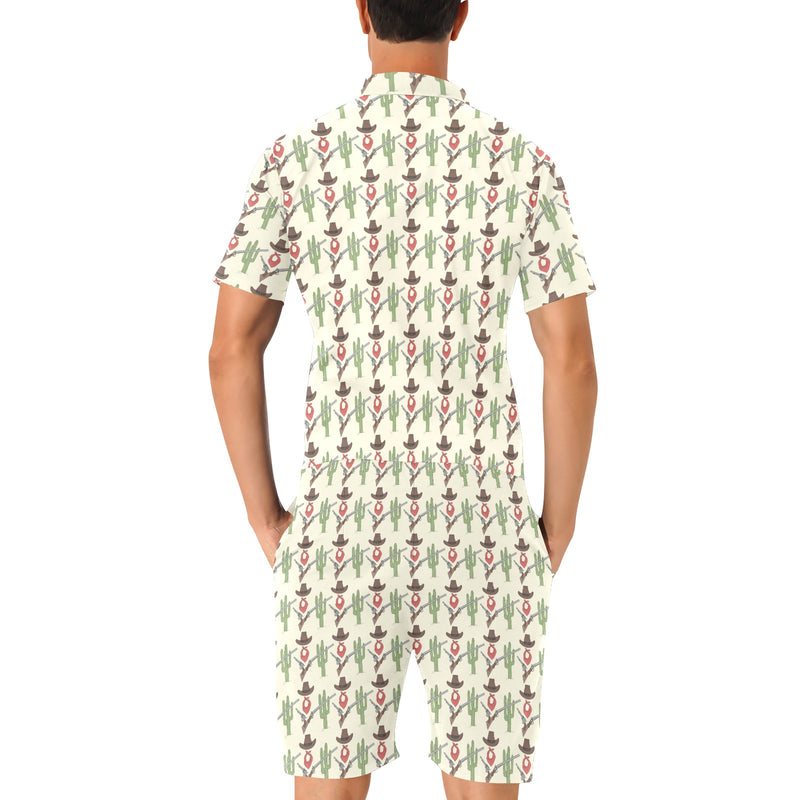 Western Cowboy Print Men's Romper