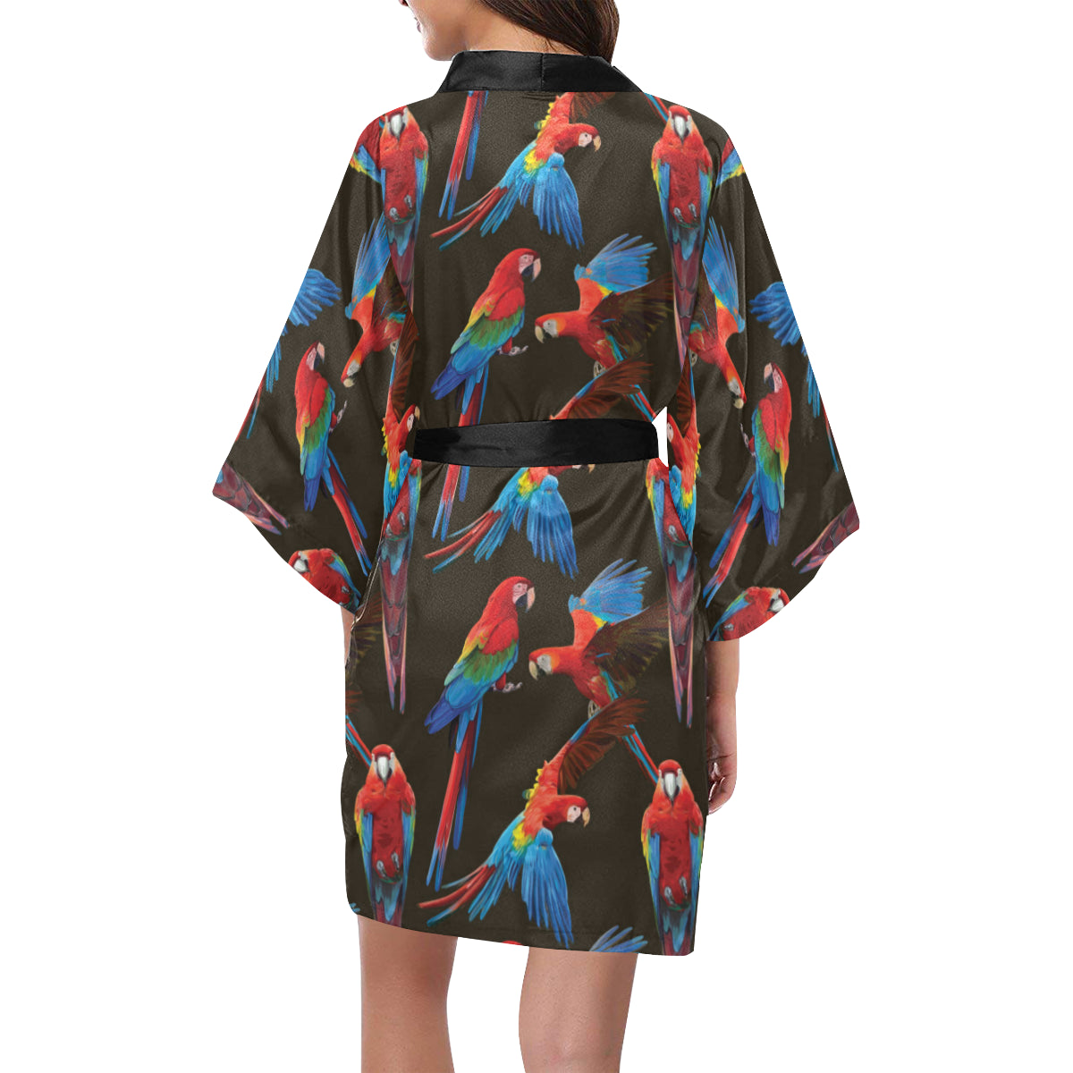Macaw Pattern Print Design 04 Women's Short Kimono