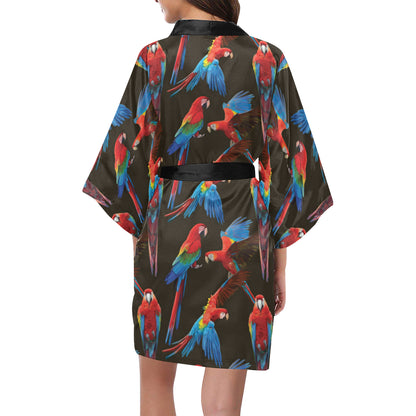 Macaw Pattern Print Design 04 Women's Short Kimono