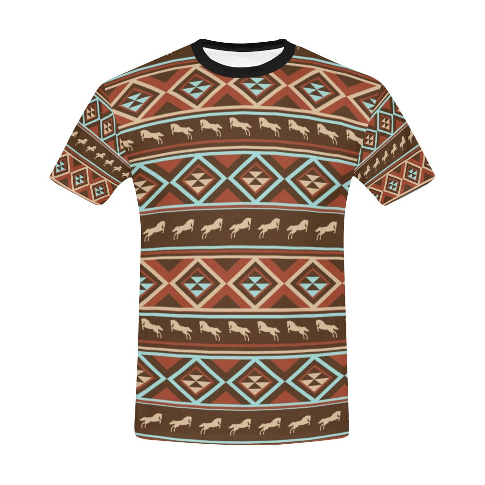 Western Horse Pattern Print LKS301 Men's All Over Print T-shirt
