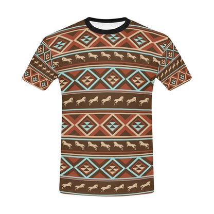 Western Horse Pattern Print LKS301 Men's All Over Print T-shirt