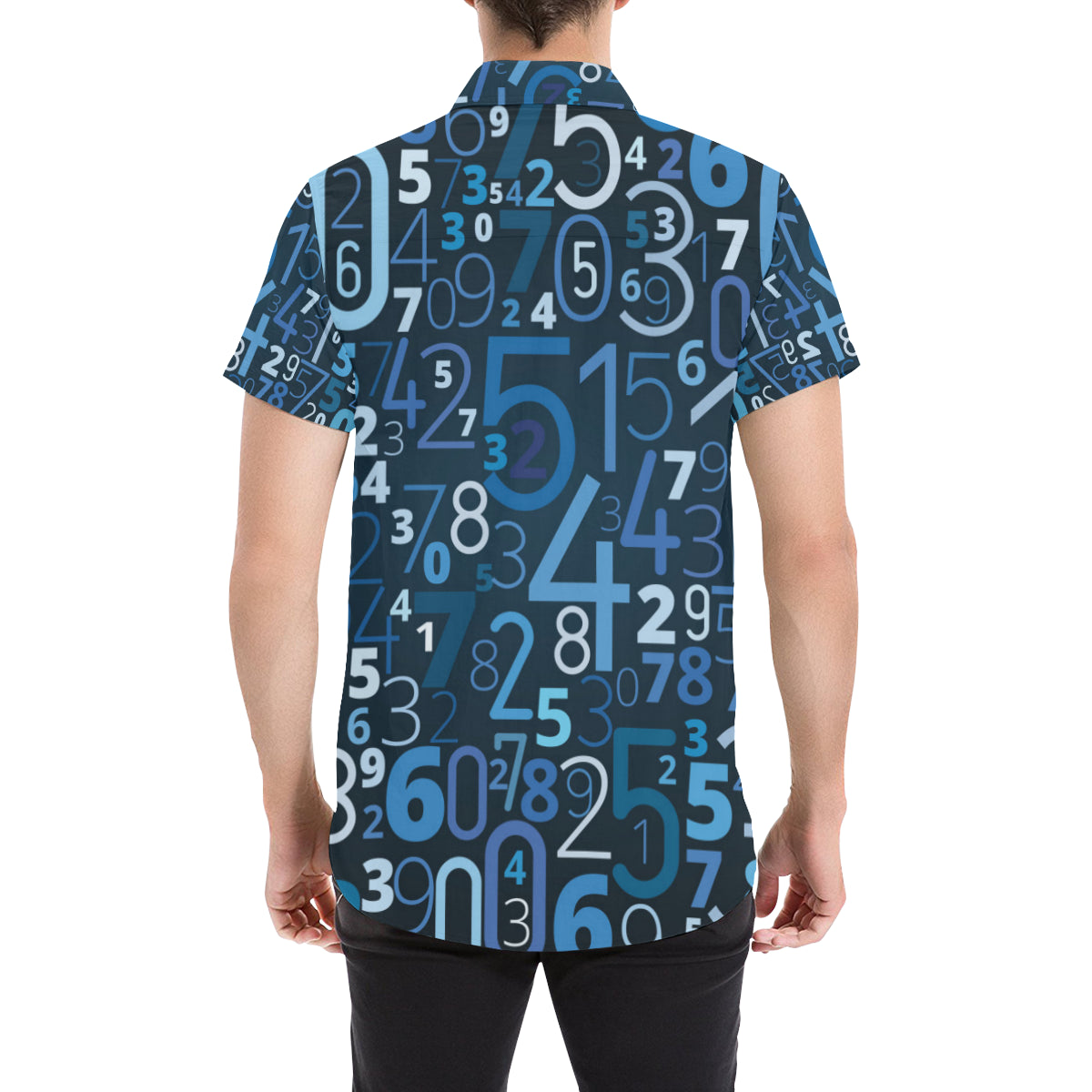 Number Pattern Print Design A02 Men's Short Sleeve Button Up Shirt