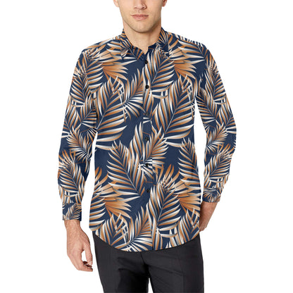 Tropical Flower Pattern Print Design TF07 Men's Long Sleeve Shirt