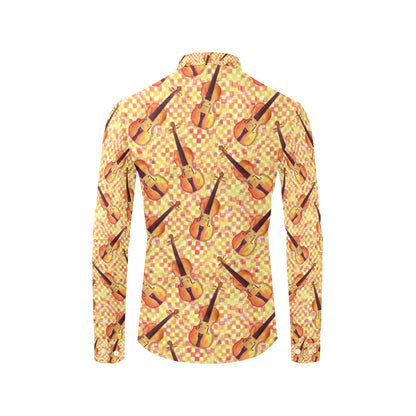 Violin Pattern Print Design 03 Men's Long Sleeve Shirt