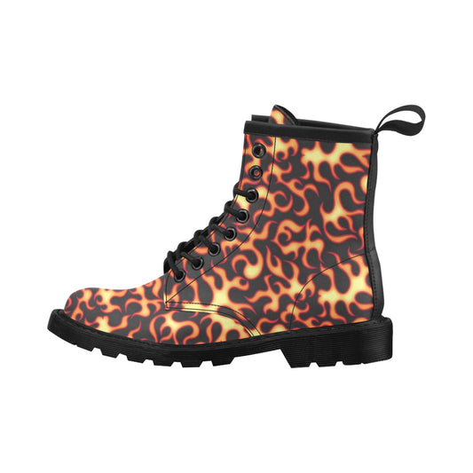 Flame Fire Themed Print Women's Boots