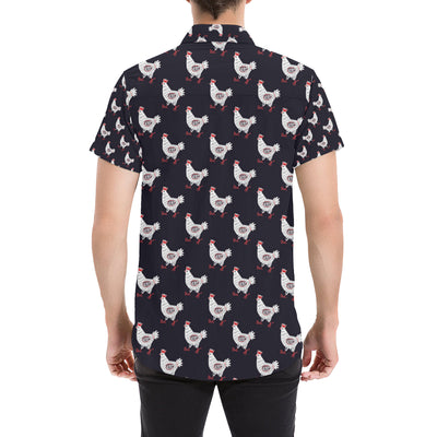 Chicken Pattern Print Design 03 Men's Short Sleeve Button Up Shirt