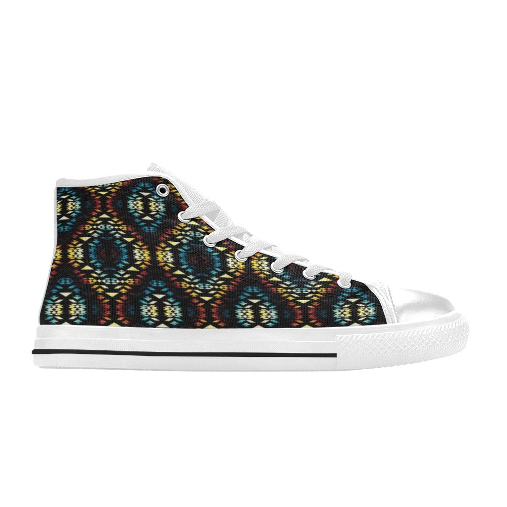 Tribal Pattern Print Design LKS309 High Top Women's White Shoes