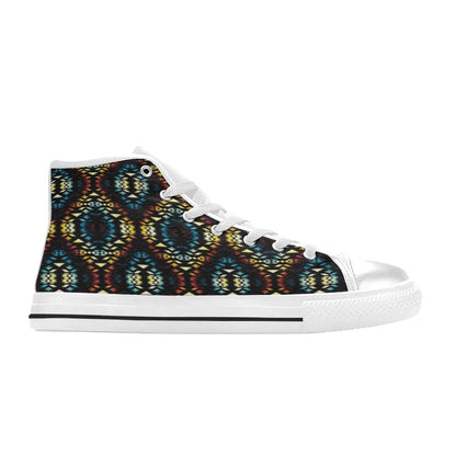 Tribal Pattern Print Design LKS309 High Top Women's White Shoes
