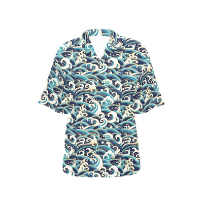 Surf Wave Pattern Women's Hawaiian Shirt