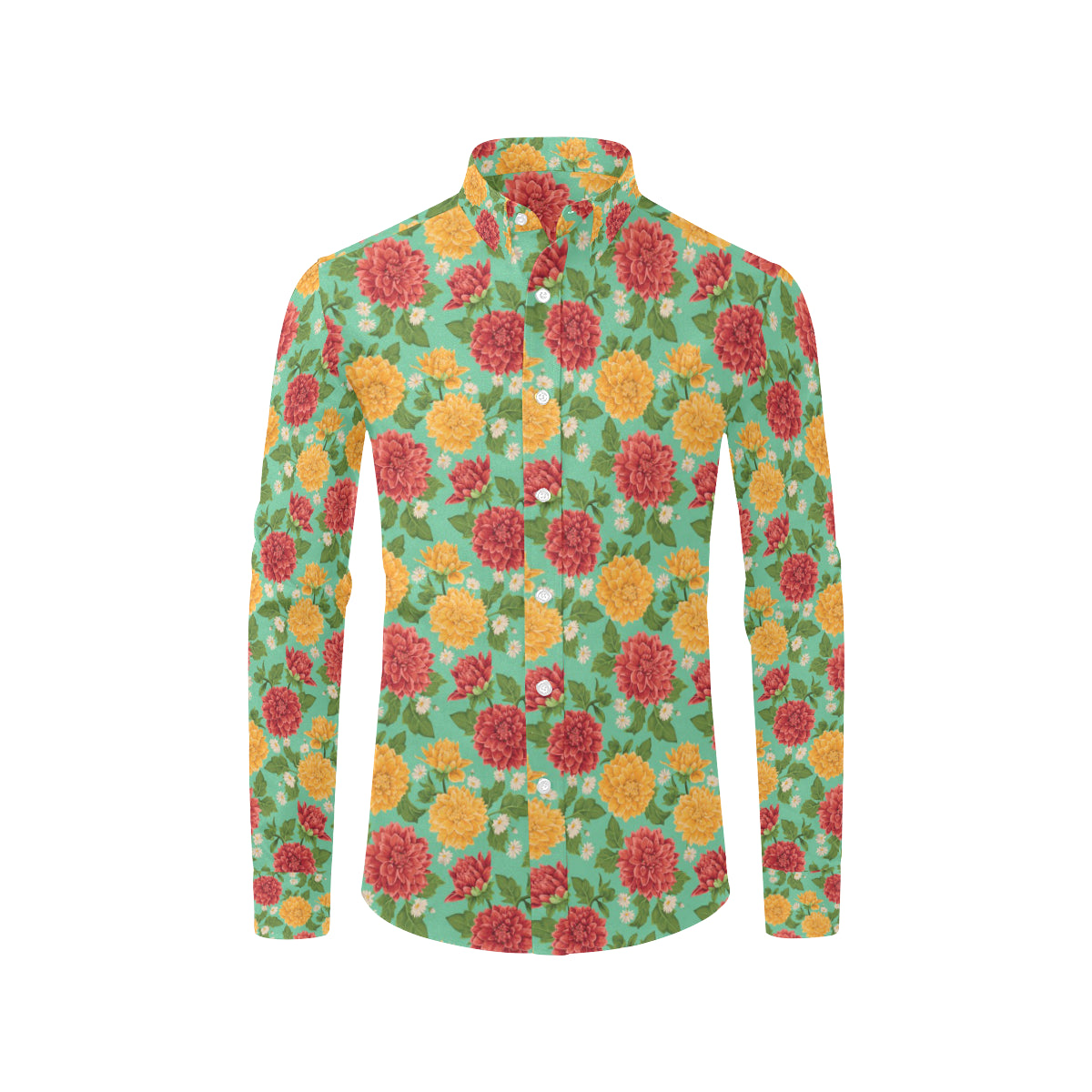 Dahlia Pattern Print Design DH011 Men's Long Sleeve Shirt