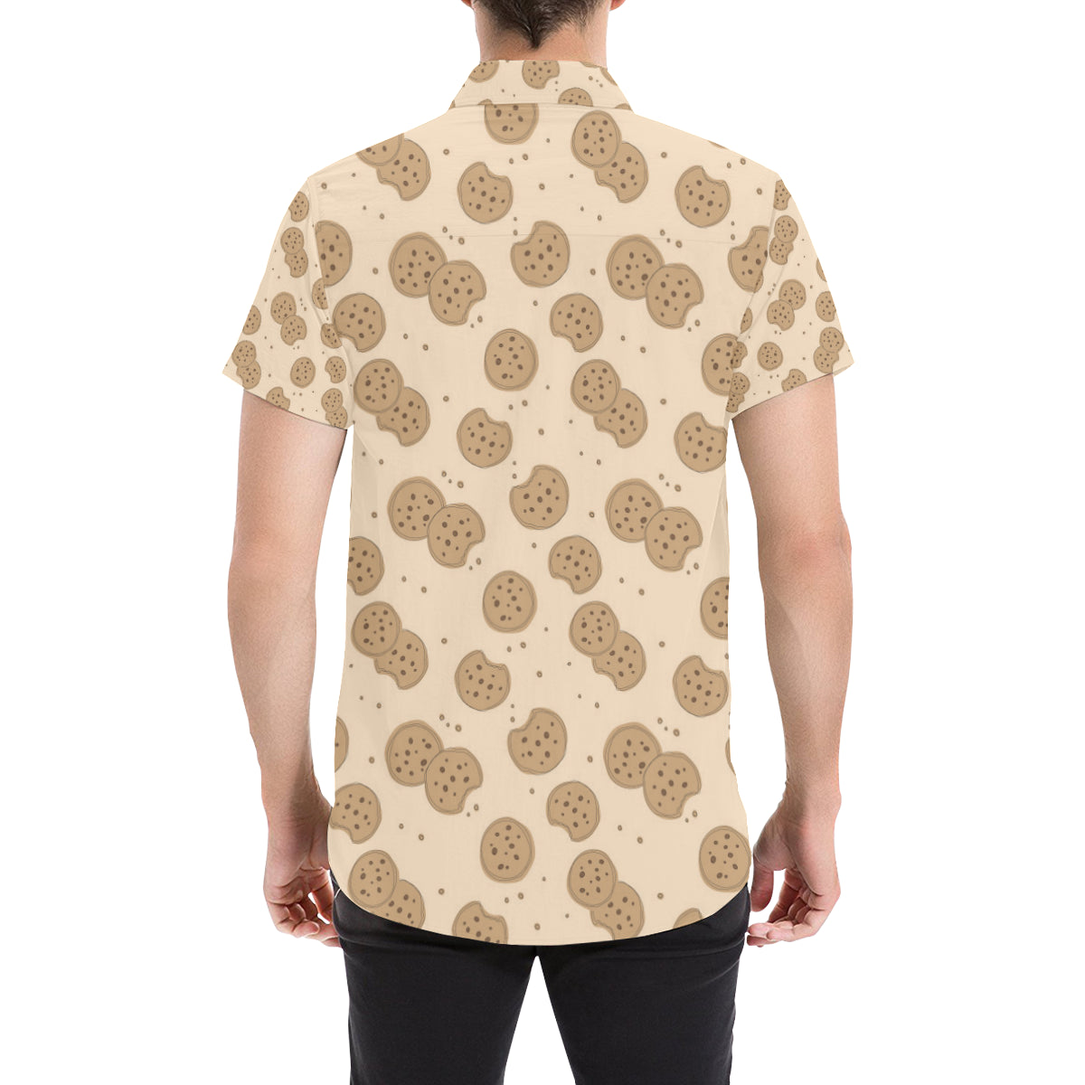 Biscuit Pattern Print Design 02 Men's Short Sleeve Button Up Shirt