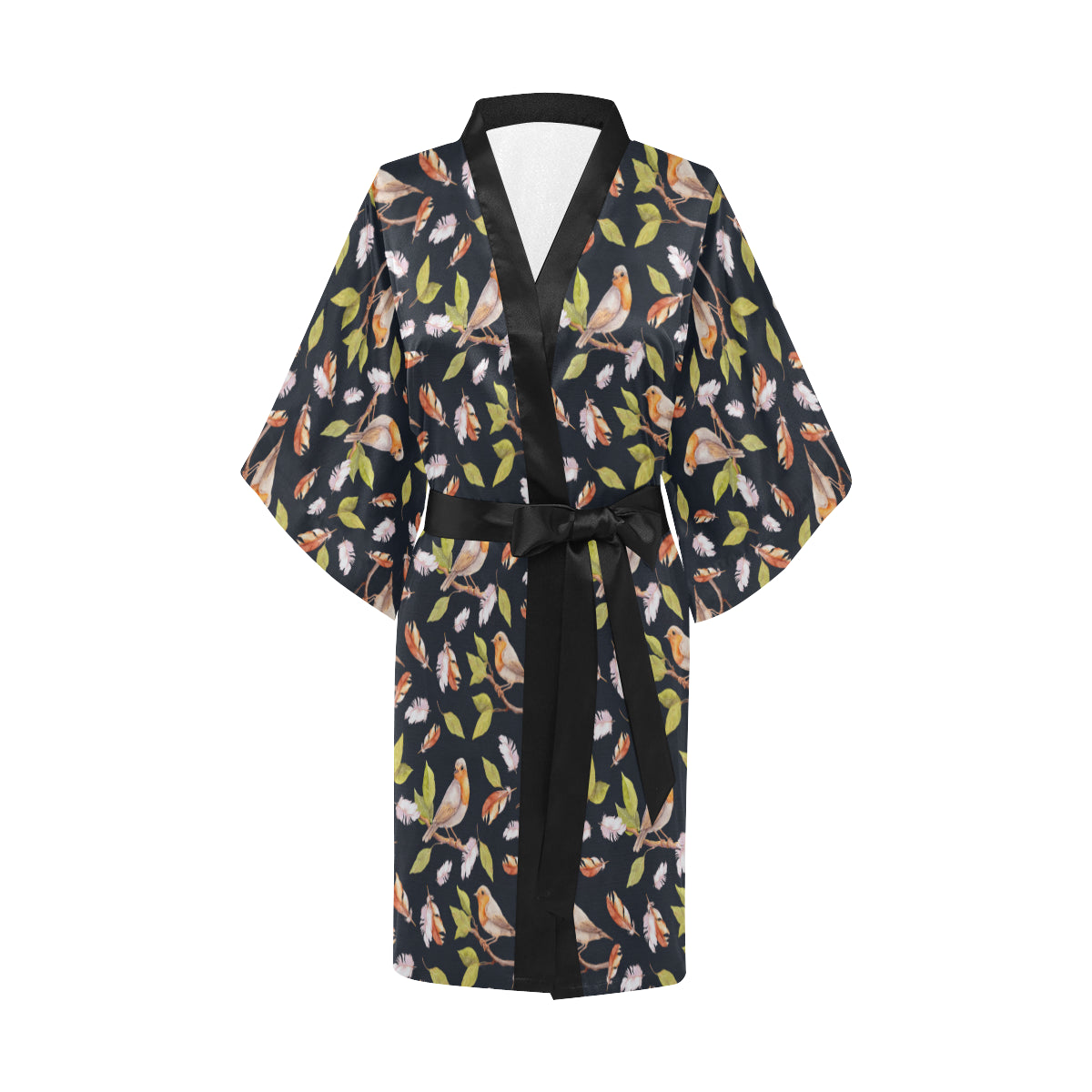 Birds Pattern Print Design 02 Women's Short Kimono