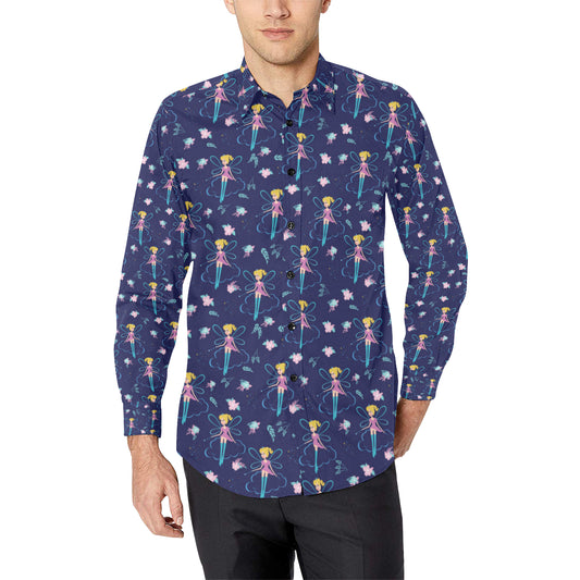 Fairy Cartoon Style Print Pattern Men's Long Sleeve Shirt