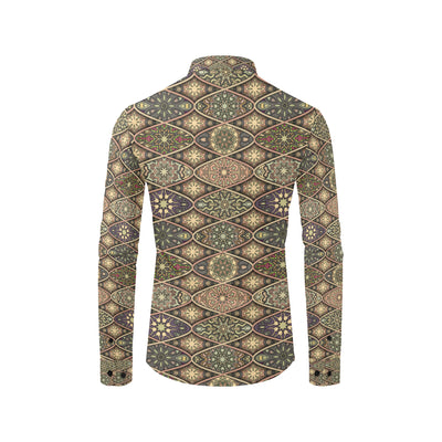 Mandala Motif Themed Design Print Men's Long Sleeve Shirt