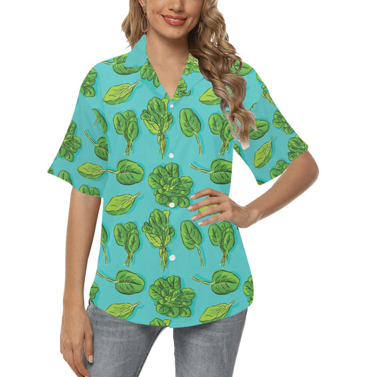 Spinach Print Design LKS301 Women's Hawaiian Shirt