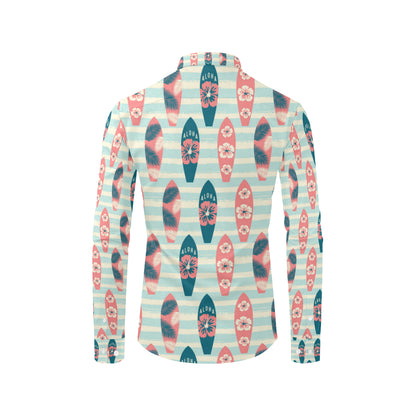 Aloha Hawaii Surfboard Pattern Print Design 02 Men's Long Sleeve Shirt