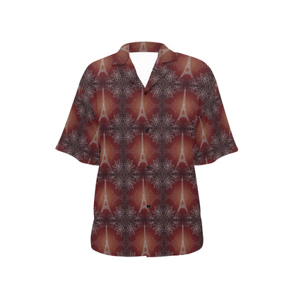 Eiffel Tower Drawing Print Women's Hawaiian Shirt