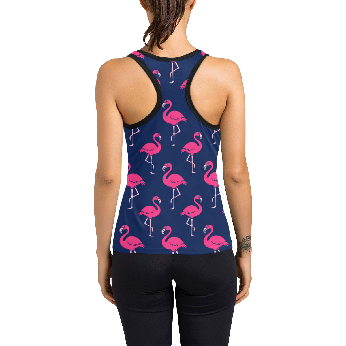 Pink Flamingo Pattern Women's Racerback Tank Top
