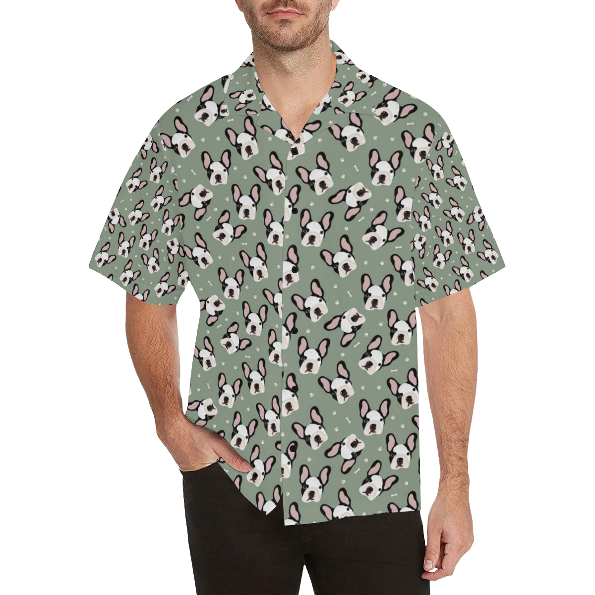 Boston Terrier Pattern Print Design 05 Men's Hawaiian Shirt