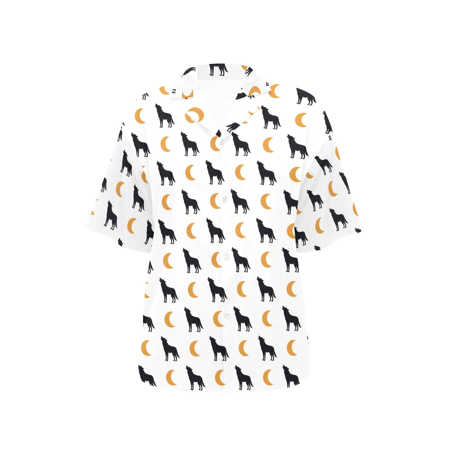 Wolf Moon Print Design LKS302 Women's Hawaiian Shirt