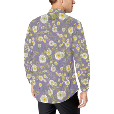 Daisy Pattern Print Design DS011 Men's Long Sleeve Shirt