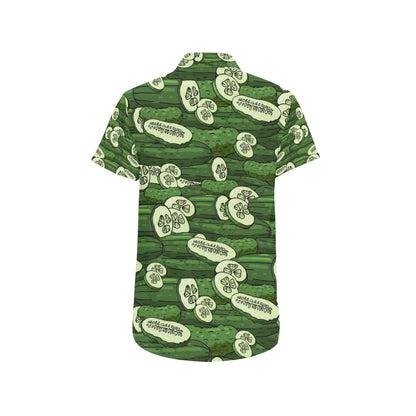 Cucumber Pattern Print Design CC01 Men's Short Sleeve Button Up Shirt