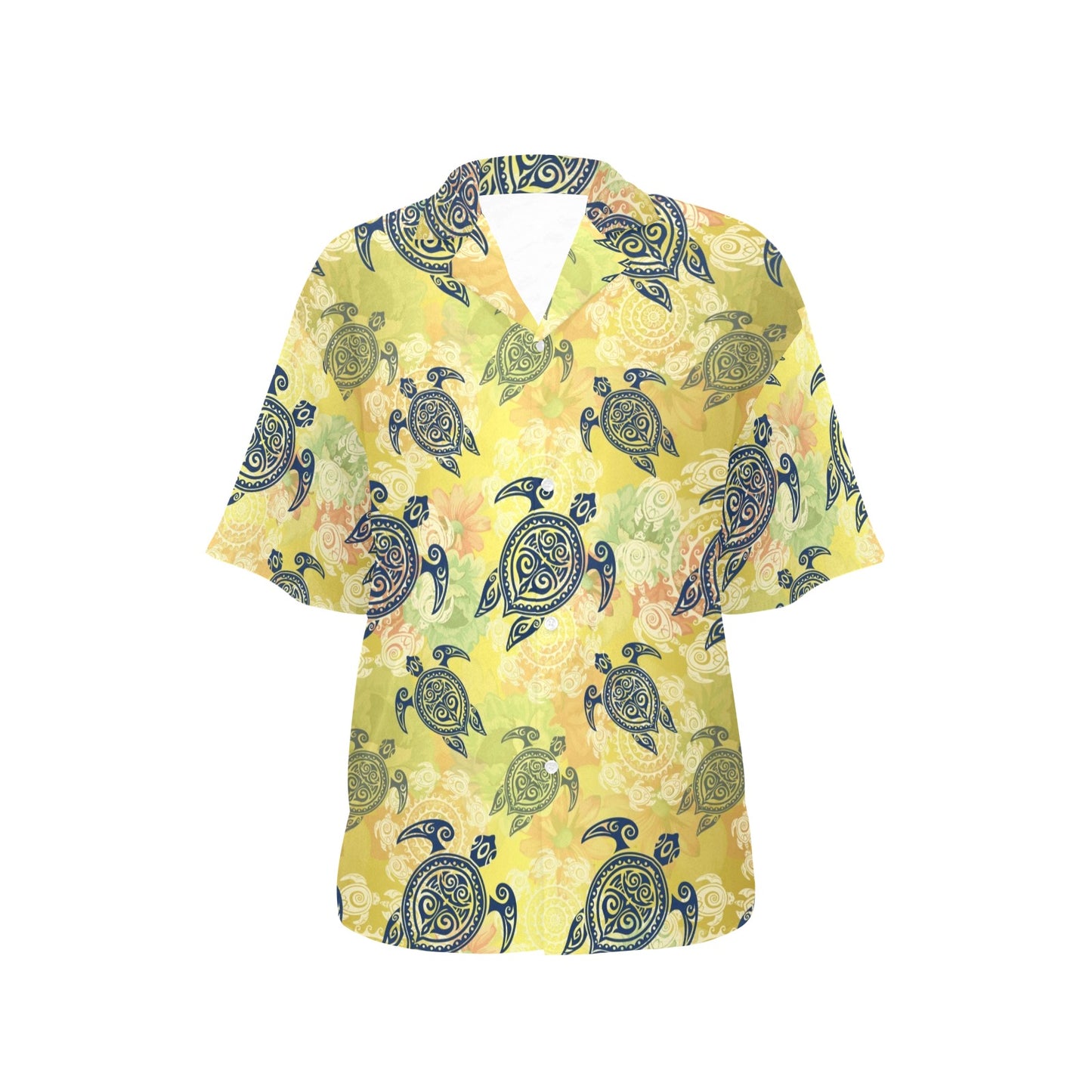 Hawaiian Turtle Tribal Design Print Women's Hawaiian Shirt