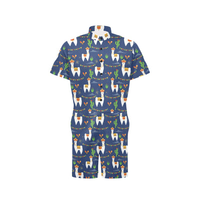 Llama Cactus Pattern Print Design 05 Men's Romper