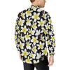 Yellow Plumeria Hawaiian Flowers Men's Long Sleeve Shirt
